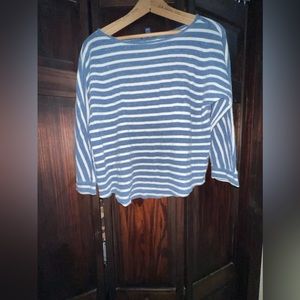Chaps blue‎ and white striped cotton pullover, size small